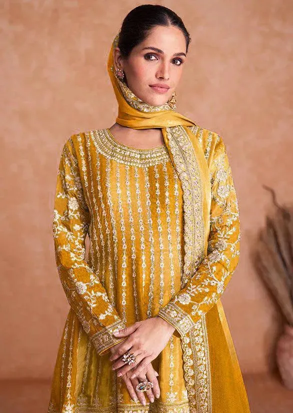 Fantastic Ombre Style Chinon Embroidered Sharara Suits