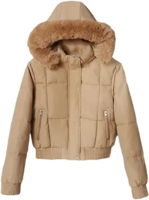 Fashion Short Parkas Women's Cotton-Padded Jacket Hooded Thicken Fur Collar Warm Coats