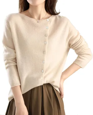 Faux Cashmere Cardigan Sweaters for Women, Open Front Cropped Cardigan Sweater, Long Sleeve Crewneck Knit Cardigan