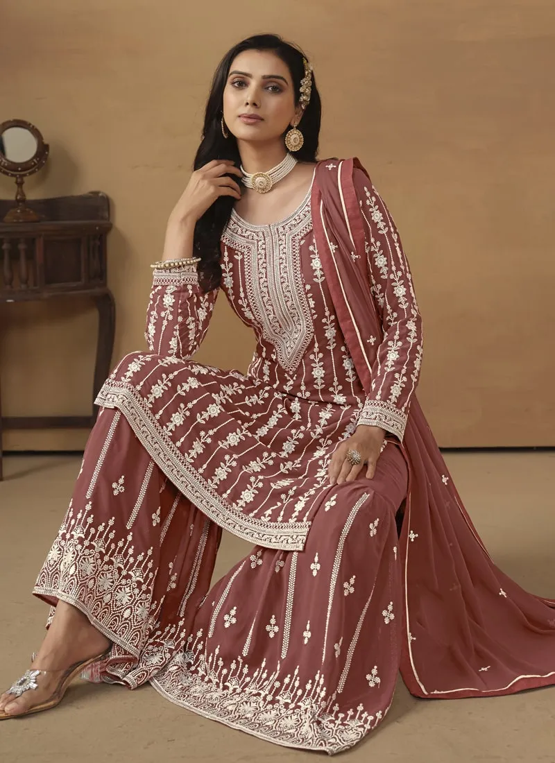 Faux Georgette Gharara Suit with Dupatta