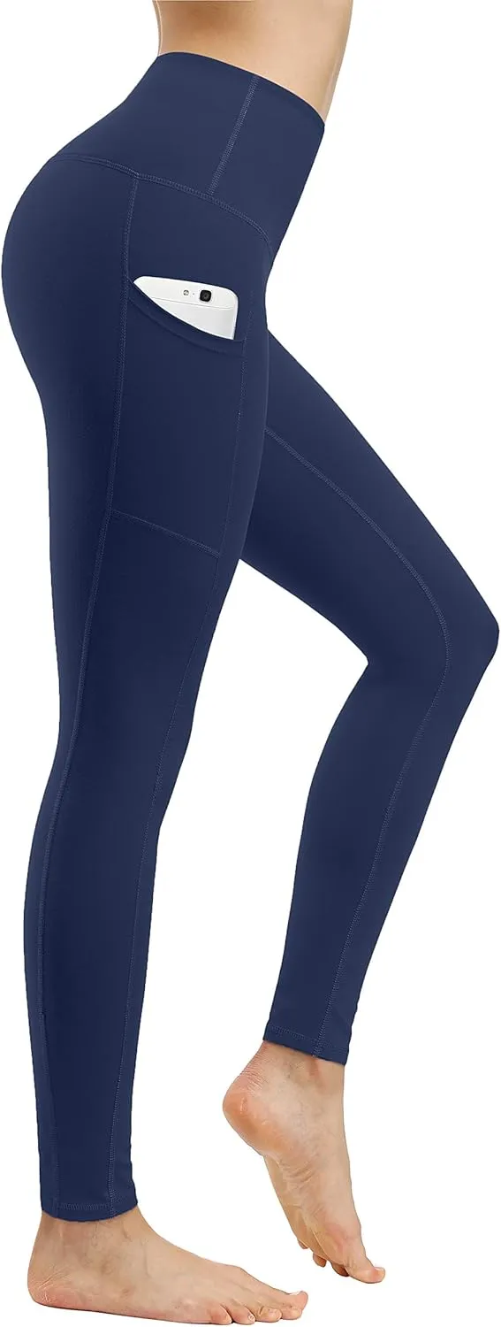 Fengbay 4 Pack High Waist Yoga Pants, Pocket Yoga Pants Tummy Control Workout Leggings 4 Way Stretch Leggings with Pockets