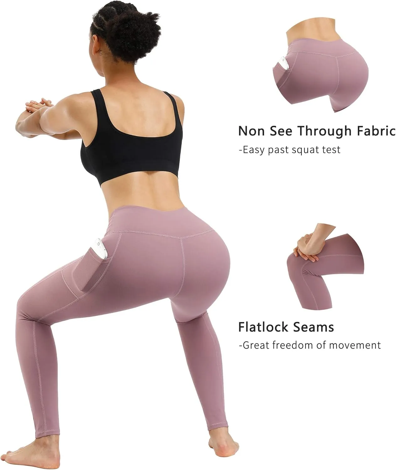 Fengbay 4 Pack High Waist Yoga Pants, Pocket Yoga Pants Tummy Control Workout Leggings 4 Way Stretch Leggings with Pockets