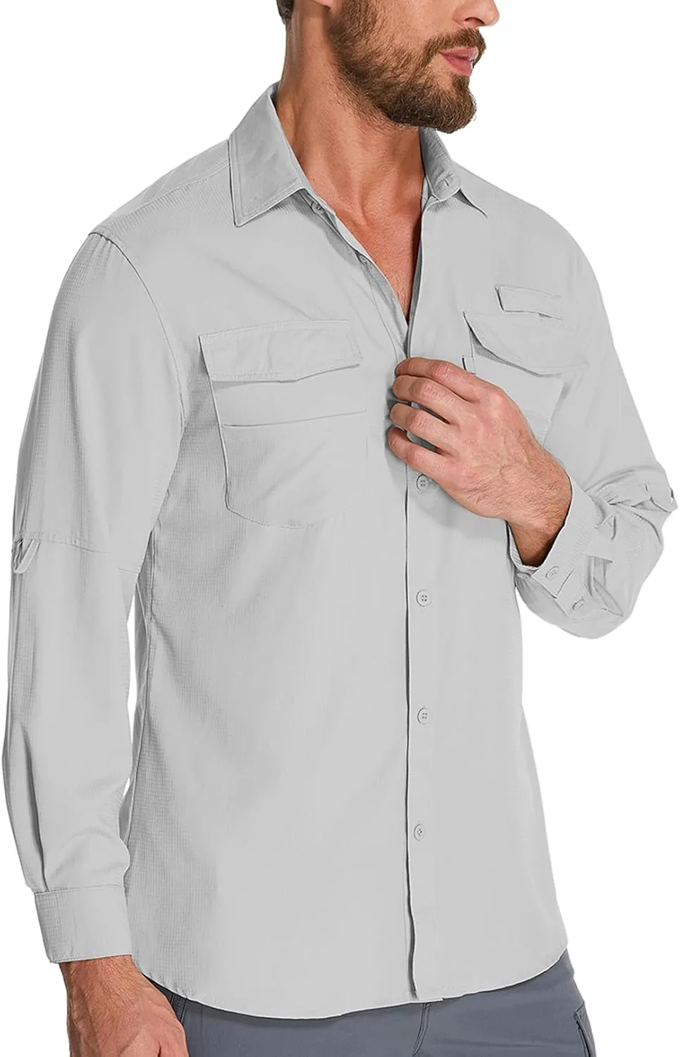 Fishing Shirts for Men, Sun Protection Long Sleeve Hiking Outdoor UV Shirt Quick Dry UPF 50  for Travel Safari Camping