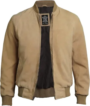 fjackets Real Suede Leather Bomber Jackets For Men - Baseball Leather Jacket Men