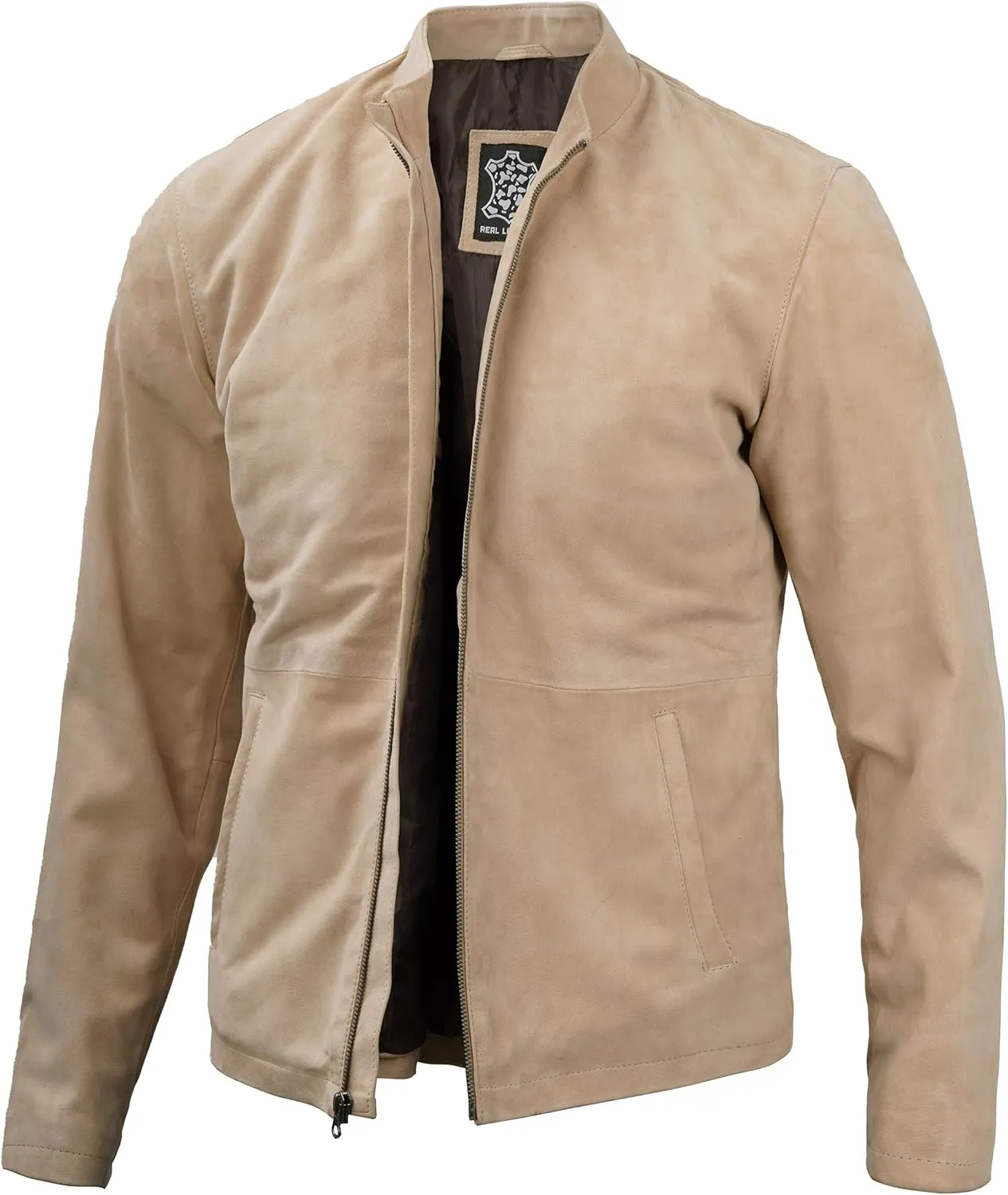 fjackets Real Suede Leather Bomber Jackets For Men - Baseball Leather Jacket Men