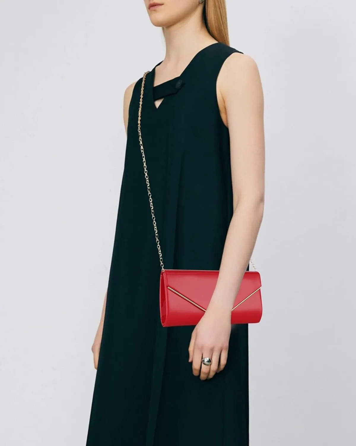 Flap Envelope Clutch Handbag Chain Wedding Crossbody Shoulder Women Glossy Patent Leather Evening Purse