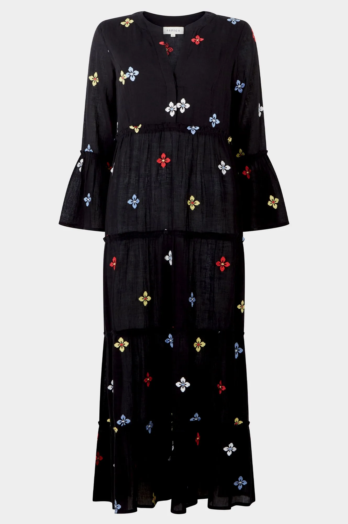Florence Embroidered Kaftan | Black/ Multi