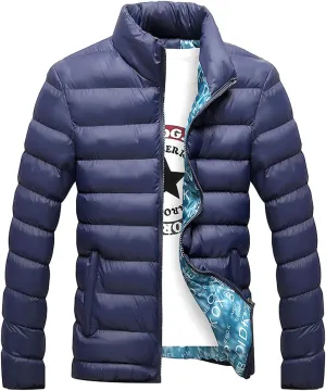 Flygo Men's Ultra Loft Quilted Puffer Jacket Warm Cotton Down Padded Coat Outwear