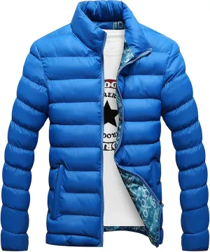 Flygo Men's Ultra Loft Quilted Puffer Jacket Warm Cotton Down Padded Coat Outwear