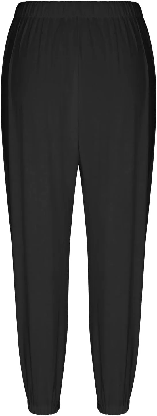 FZYLQY Women's Wide Leg Pants Elastic High Waist Drawstring Capri Trousers Lounge Linen Joggers Sweatpants with Pockets