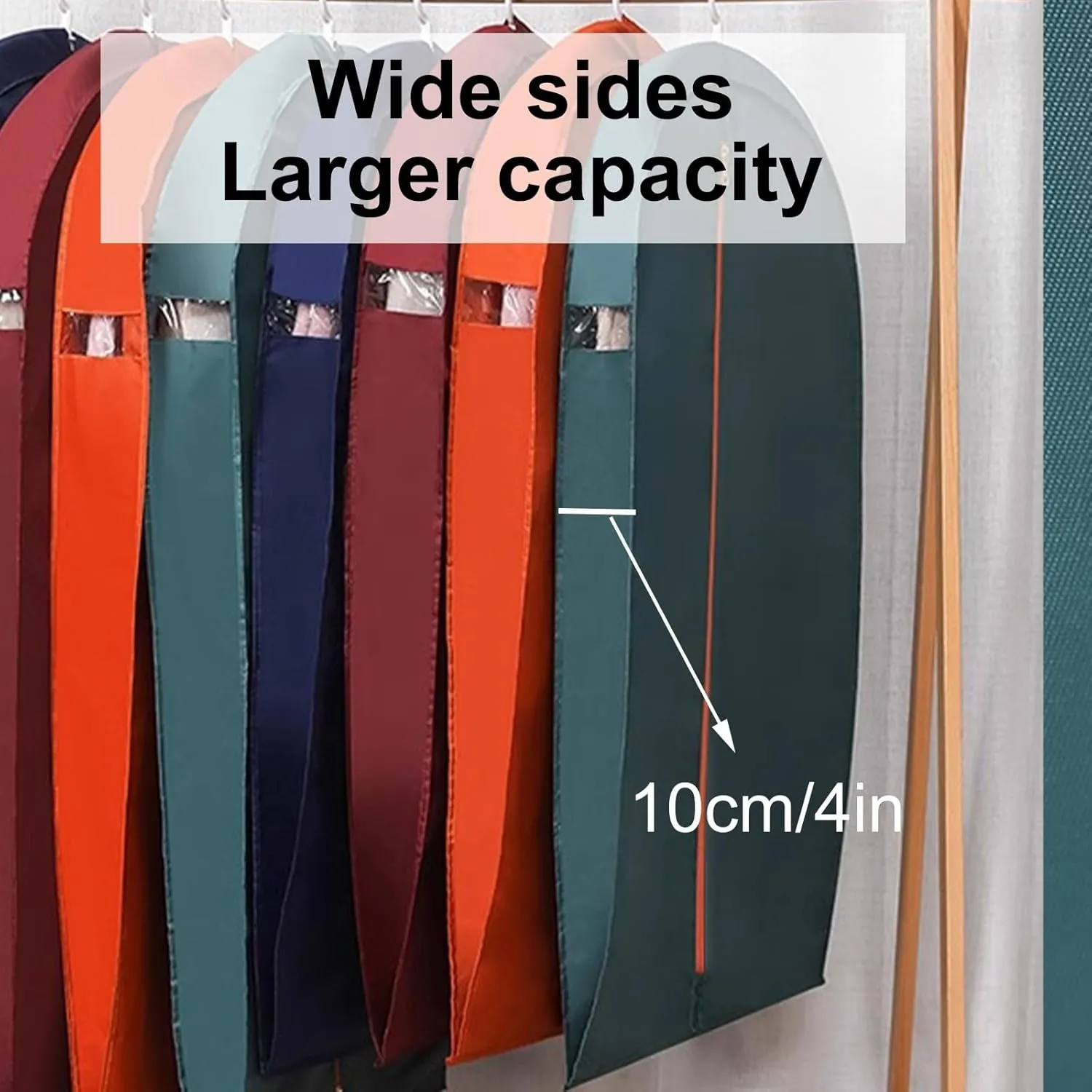 Garment Bag with Zipper, Widened Dress Bags, Thickened Oxford Cloth, Suitable for Down Jackets, Sweaters, Suits, Shirts(Orange)