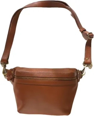 Genuine Leather Brown Fanny Pack - Large Tan Brown Bum Bag - Leather Waist Bag - Crossbody Sling Bag