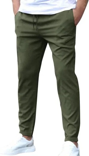 Golf Joggers Pants Men Slim Fit Elastic Waist Casual Pants Drawstring Stretch Tapered Pant with Pockets Casual Joggers