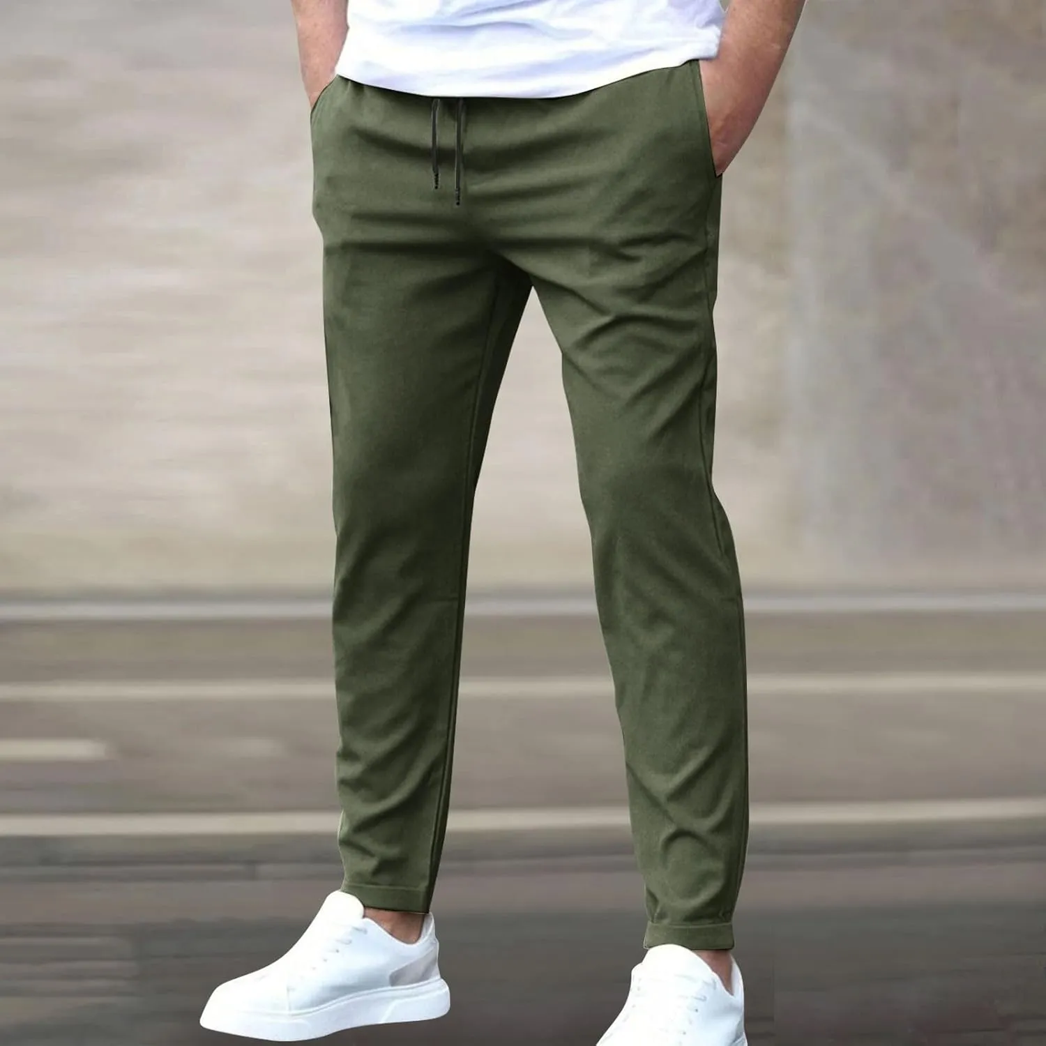 Golf Joggers Pants Men Slim Fit Elastic Waist Casual Pants Drawstring Stretch Tapered Pant with Pockets Casual Joggers