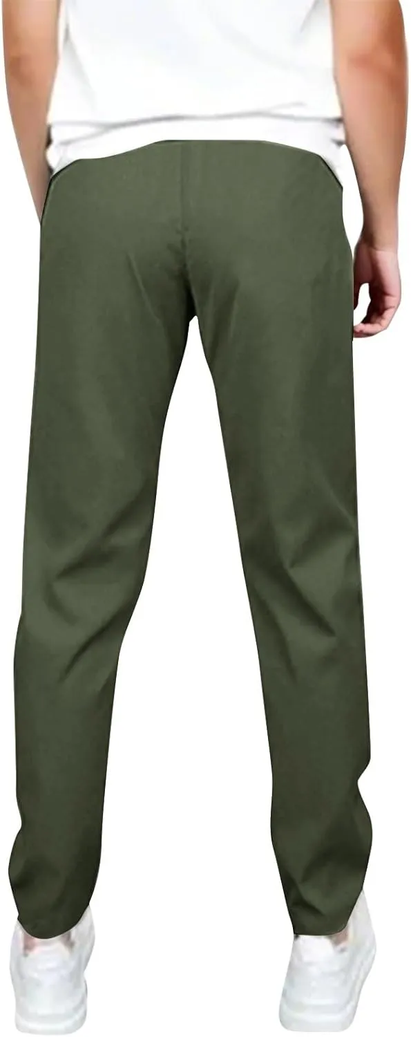 Golf Joggers Pants Men Slim Fit Elastic Waist Casual Pants Drawstring Stretch Tapered Pant with Pockets Casual Joggers