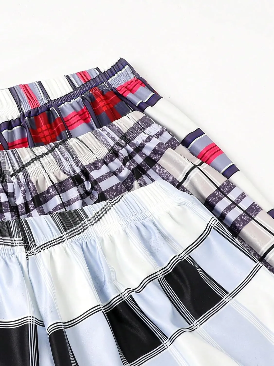 GORGLITTER Women's 3 Piece Plaid Pajama Shorts Elastic Waist Cute Pj Shorts