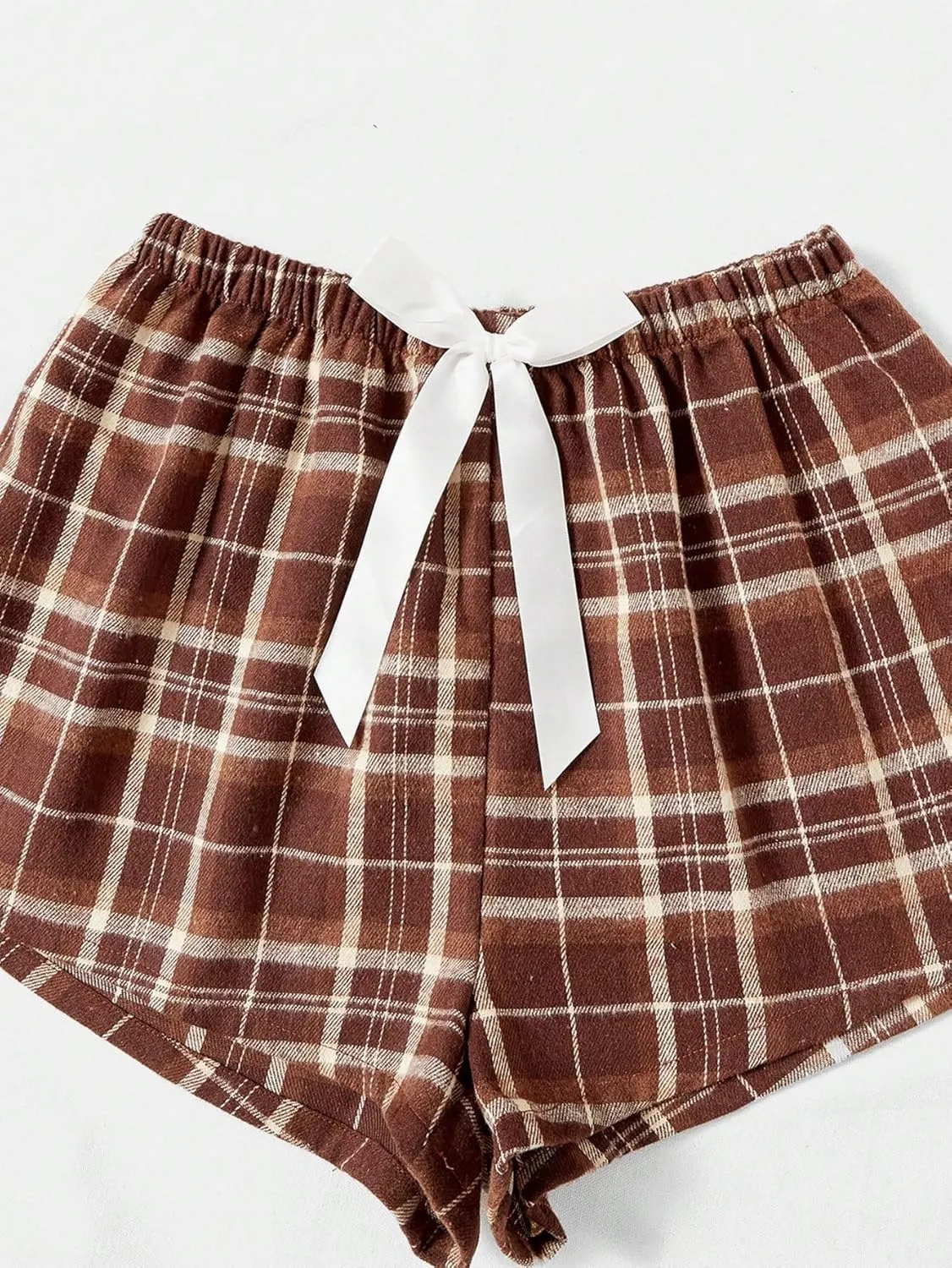 GORGLITTER Women's 3 Piece Plaid Pajama Shorts Elastic Waist Cute Pj Shorts