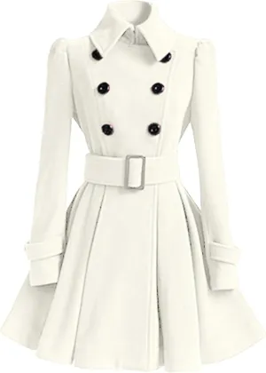 GRASWE Plplum PeaCoats For Women Winter Swing Flared Coats Long Warm Jacket