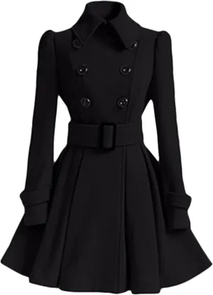 GRASWE Plplum PeaCoats For Women Winter Swing Flared Coats Long Warm Jacket