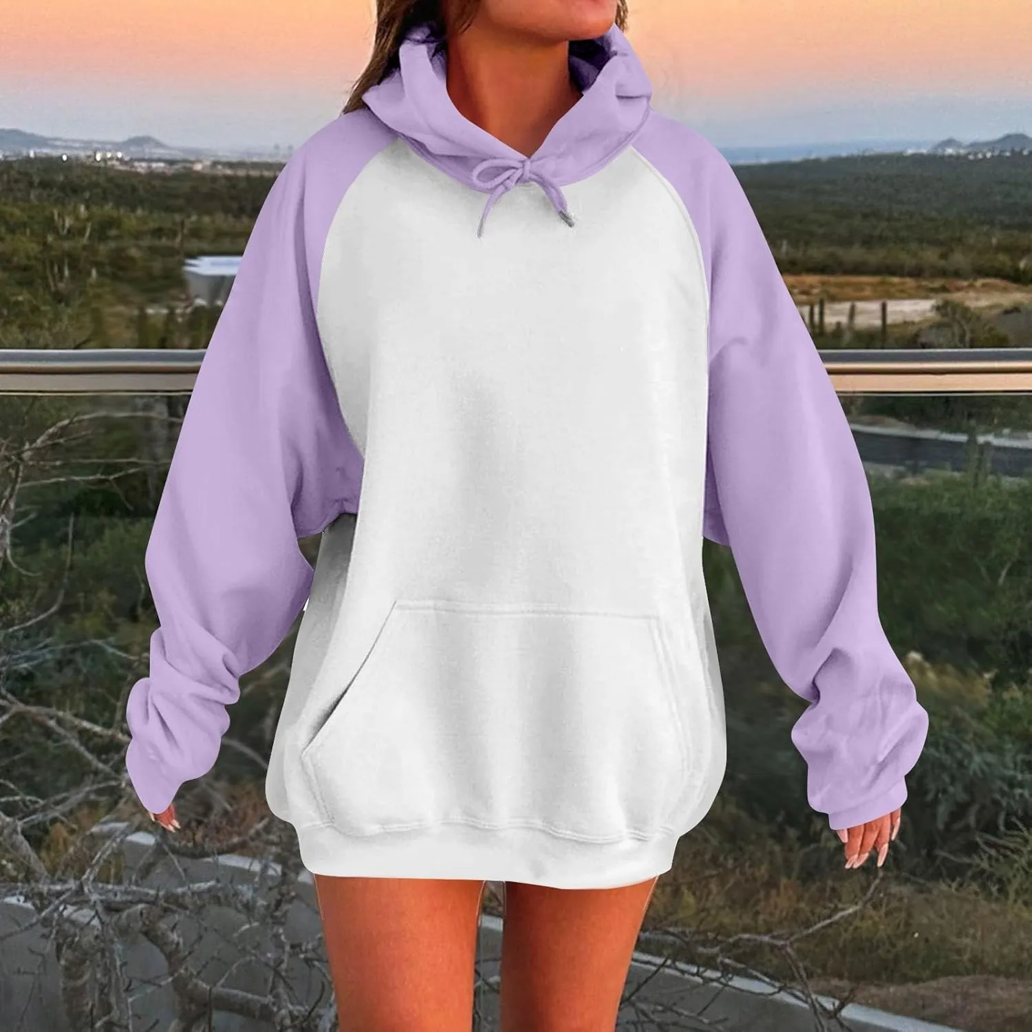 Gumipy Oversized Hoodies for Women Trendy Fleece Color Block Womens Sweatshirt Hoodies Plus Size Winter Clothes with Pocket