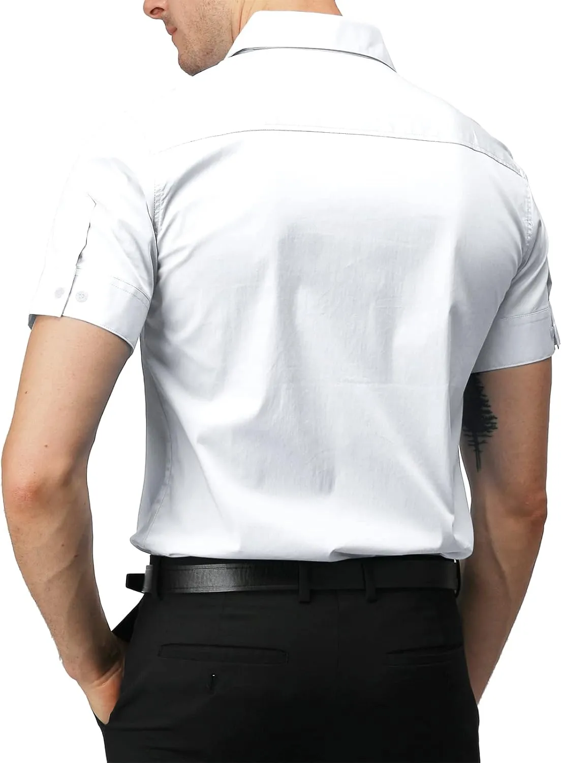 H2H Mens Slim Fit Short Sleeve Botton Down Shirts Casual Business Uniform