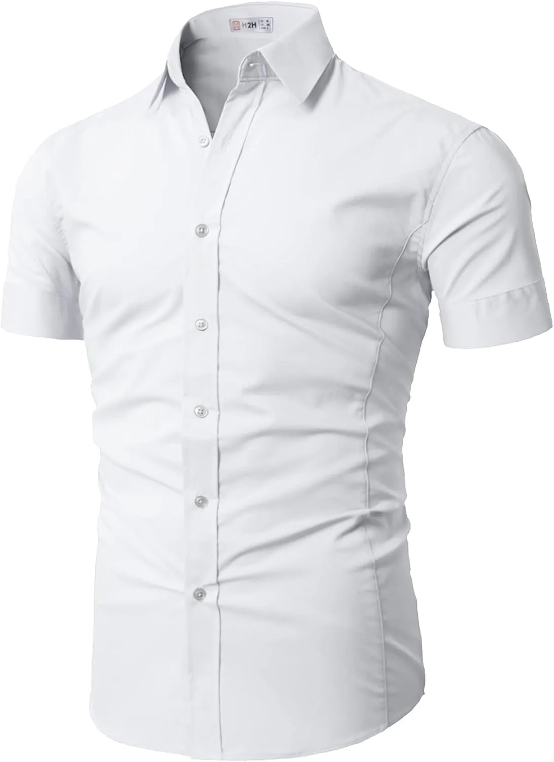 H2H Mens Slim Fit Short Sleeve Botton Down Shirts Casual Business Uniform