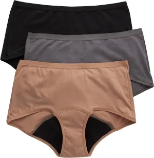 Hanes Women's Comfort, Period. Underwear, Moderate Leaks, Bikini, Boyshort Or Brief, 3-pack