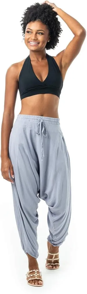 Harem Boho Cotton Summer Pants for Women, Loose Lightweight Pants for Women with Pockets, Womens Casual Beach and Yoga Pants