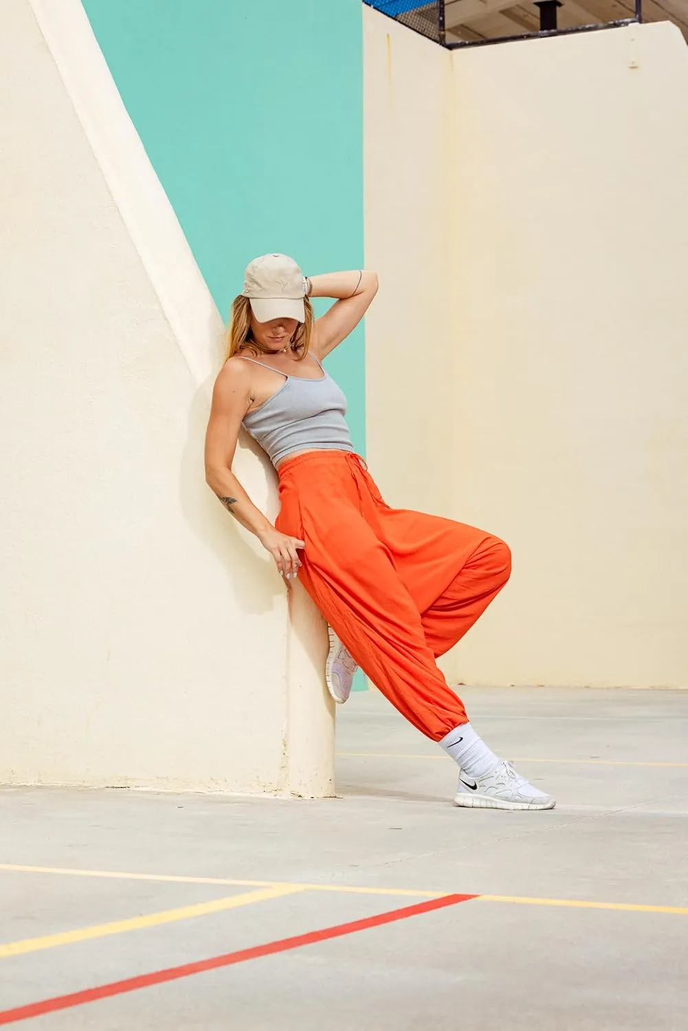 Harem Boho Cotton Summer Pants for Women, Loose Lightweight Pants for Women with Pockets, Womens Casual Beach and Yoga Pants