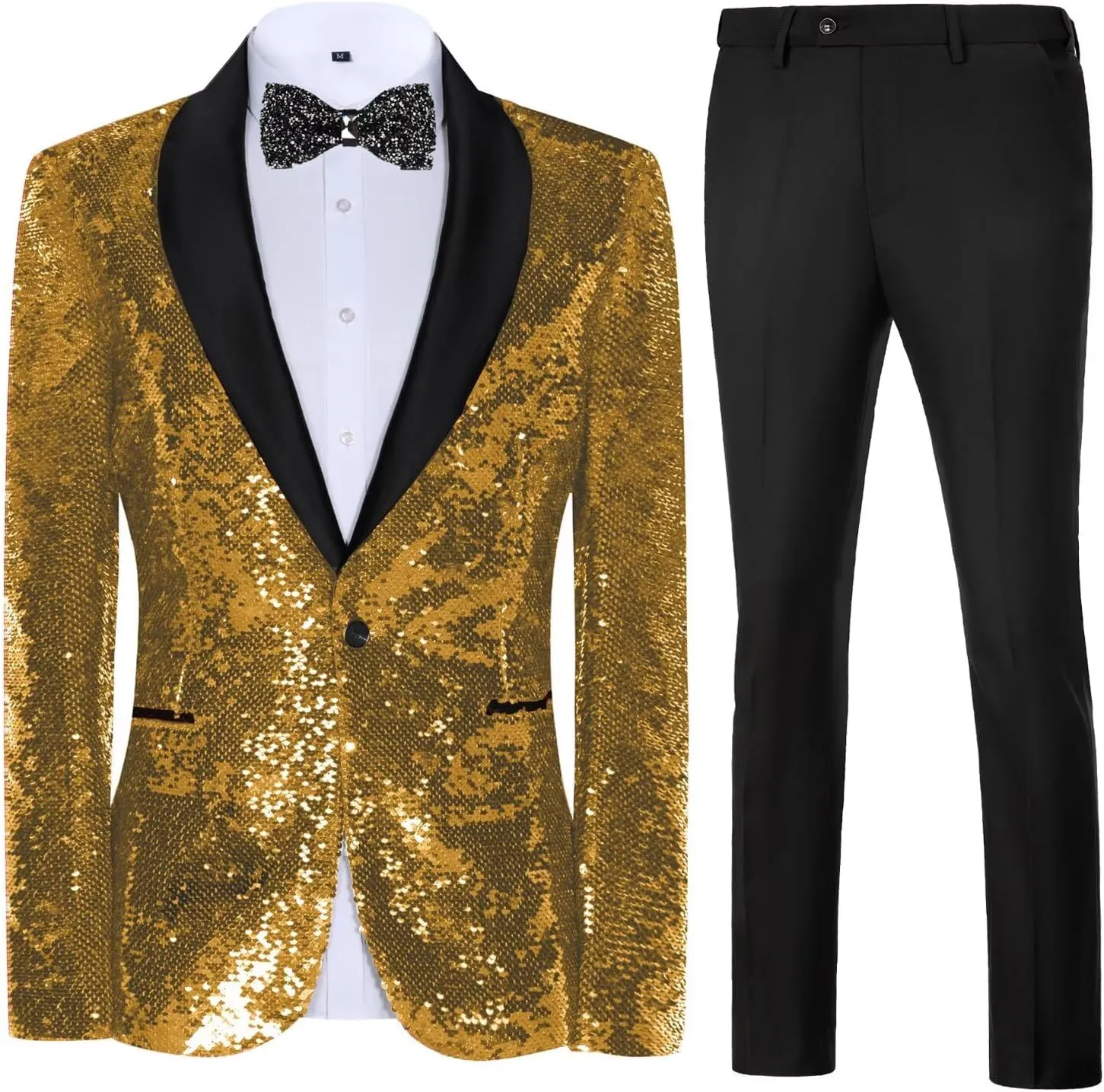 High-End Suits Men Sequins Tuxedo Sparkly Shawl Lapel Glitter 2 Pieces Blazer Pants Suit Party Dinner Prom Festival