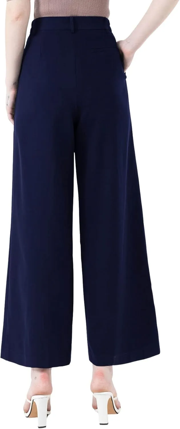 High Waisted Petite Wide Leg 70s Work Pants Palazzo for Office Casual Business Women