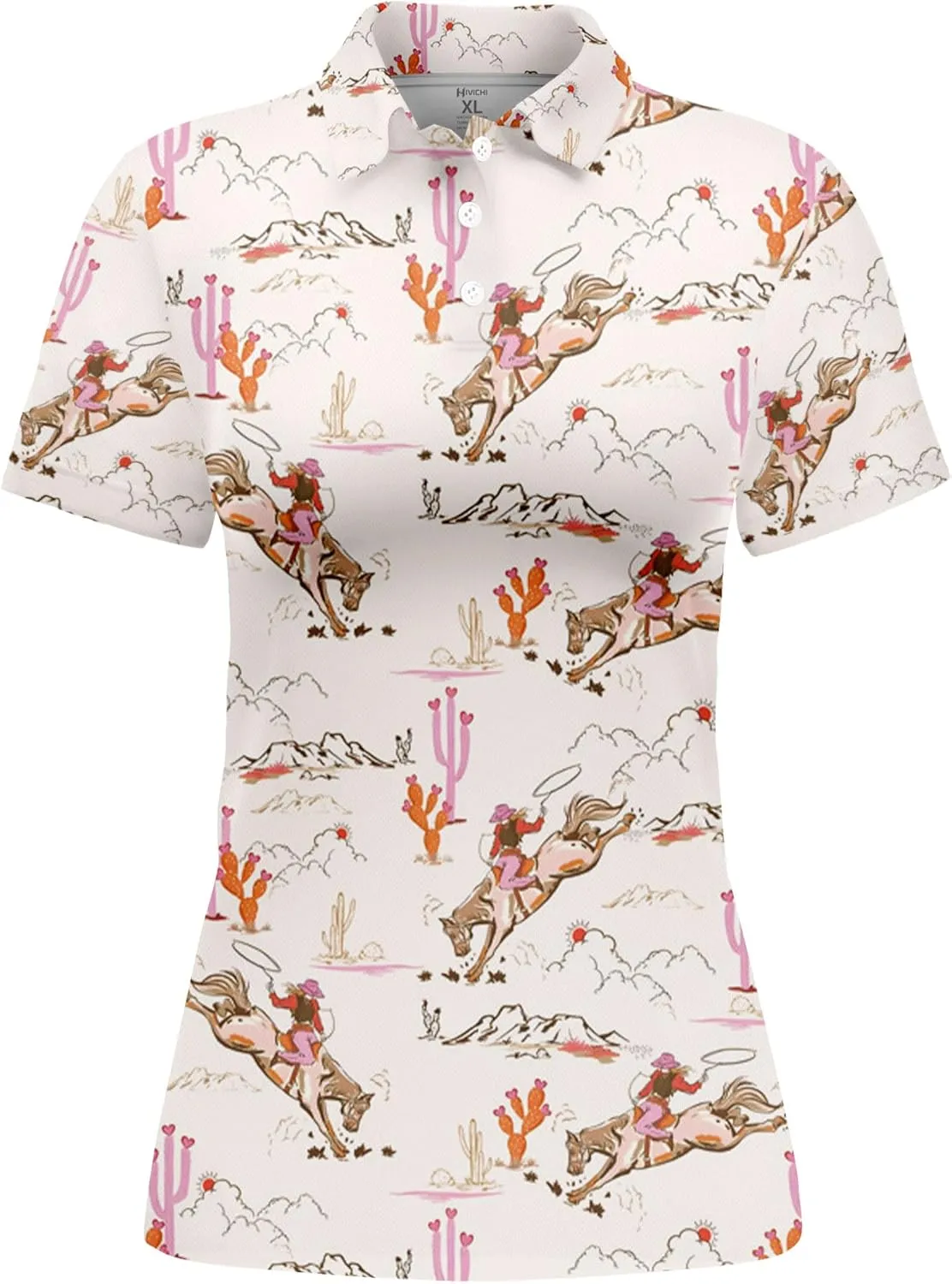 HIVICHI Womens Golf Shirt Hawaiian Funny Crazy Polo Shirts for Women