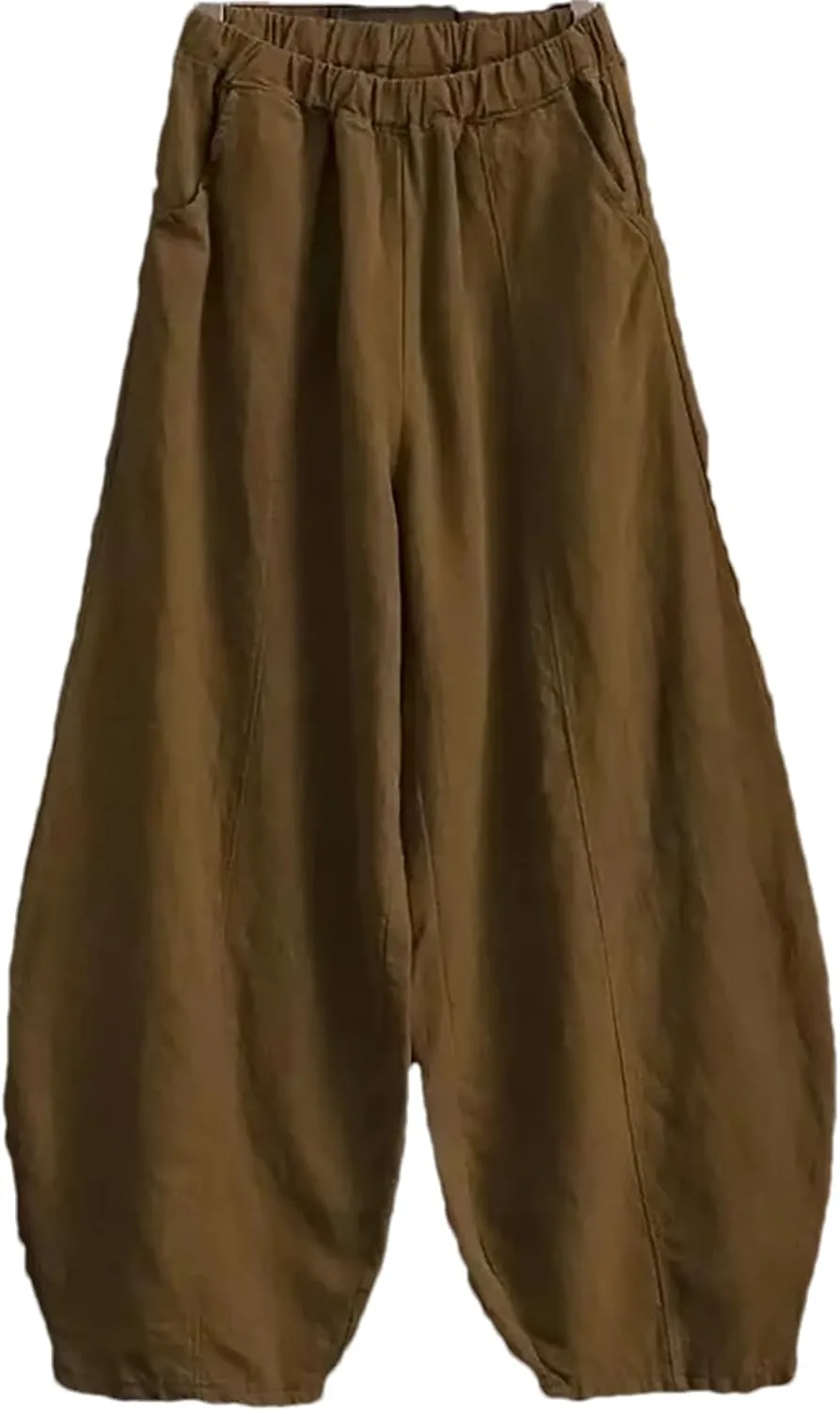 Hndudnff Womens Summer Loose-Fitting Wide Leg Bloomers Harem Pant Solid High Waisted Cotton Trousers