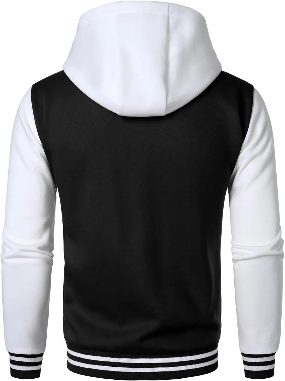 HOOD CREW Hooded Varsity Bomber Jacket Cotton Blend Letterman Hoodie Baseball Jackets for Men