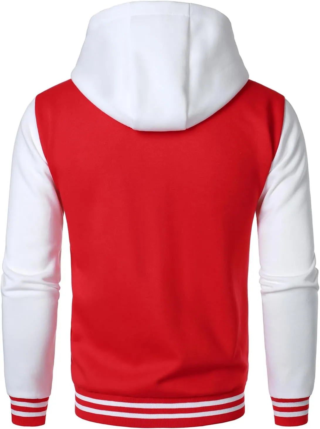 HOOD CREW Hooded Varsity Bomber Jacket Cotton Blend Letterman Hoodie Baseball Jackets for Men