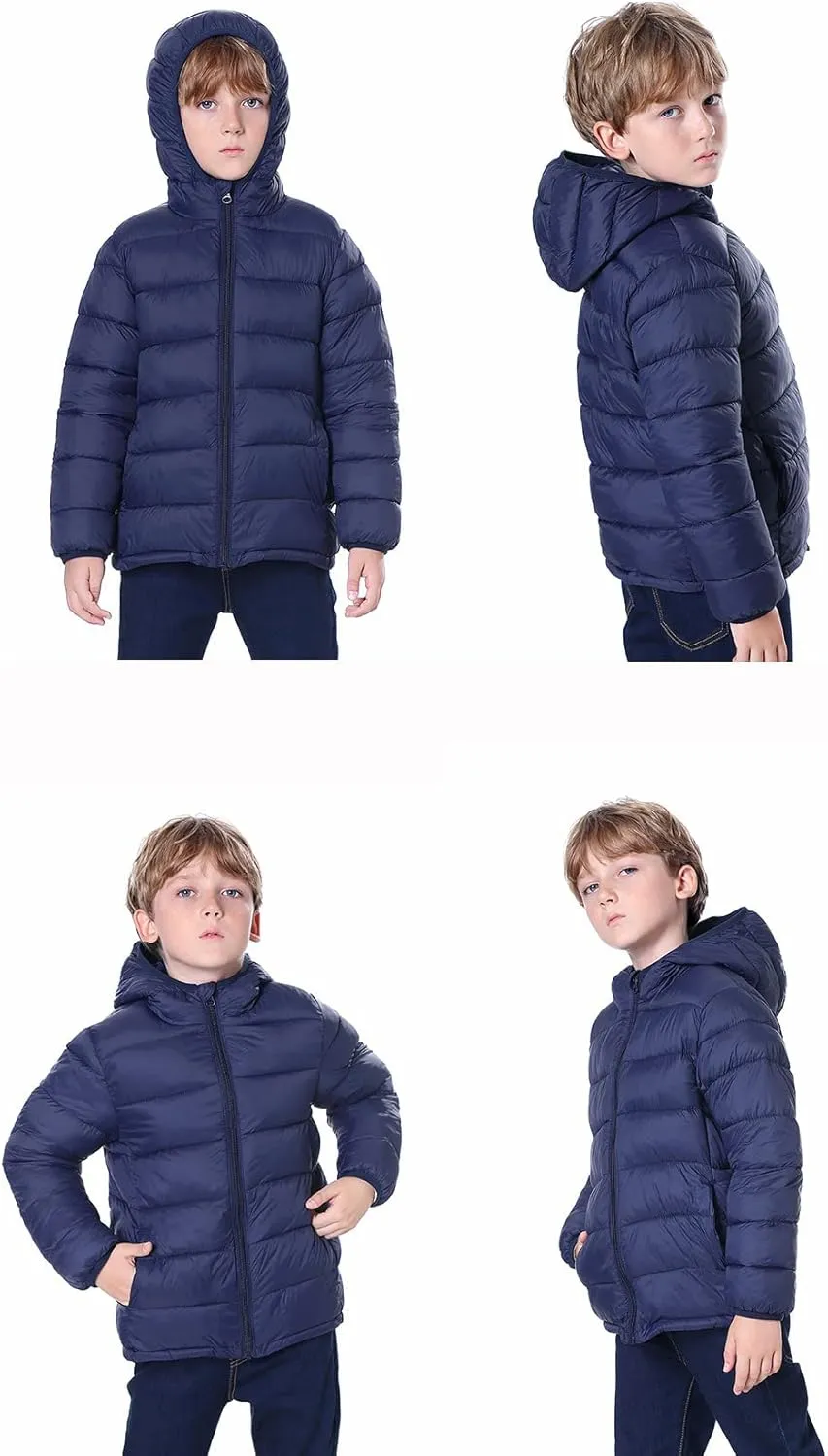 Hooded Puffer Jackets for Boys and Girls  Lightweight and Packable  Autumn and Winter Coat, Warm and Comfy