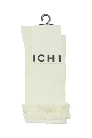 ICHI Frilled Socks || Cream