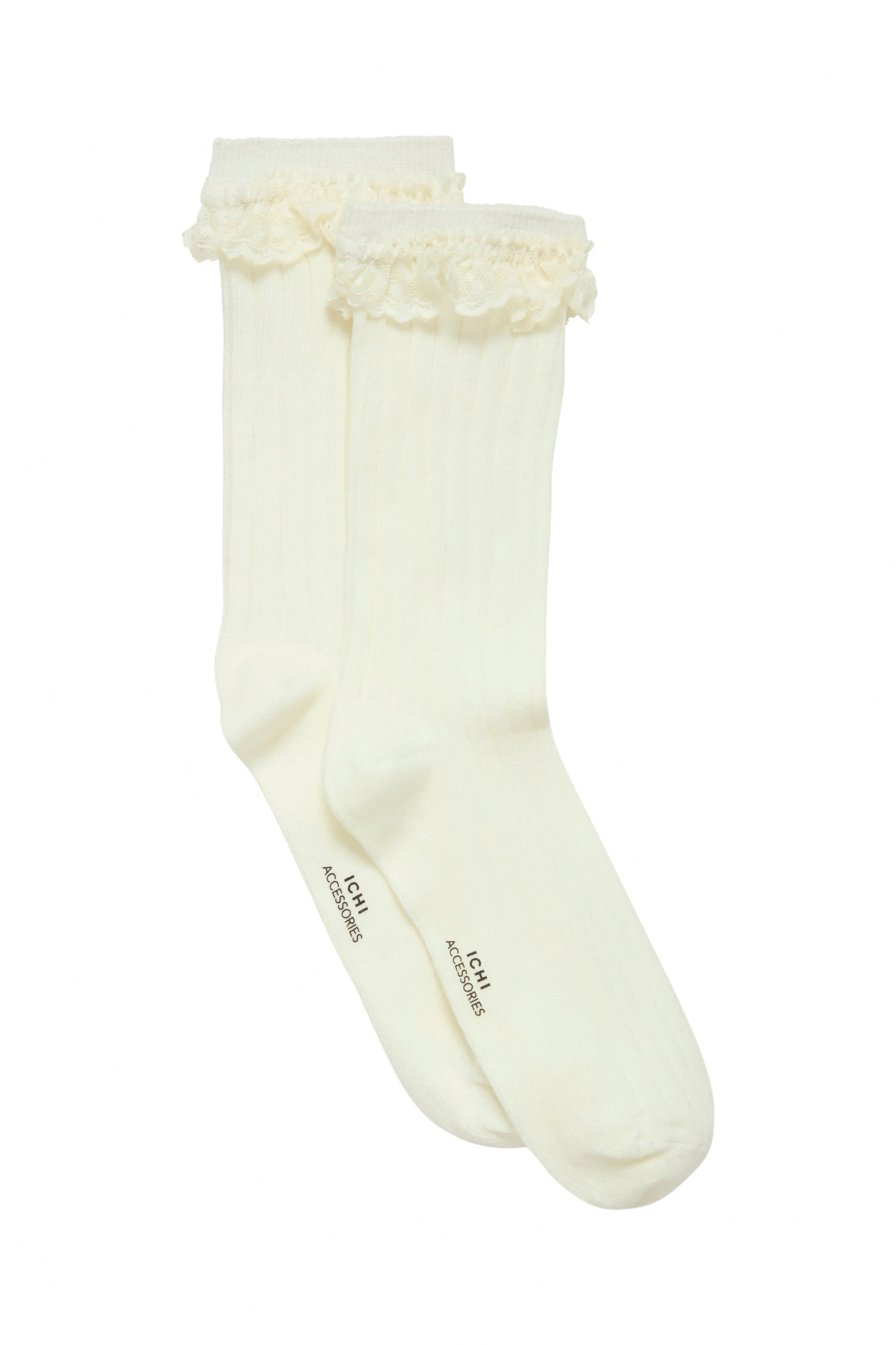 ICHI Frilled Socks || Cream