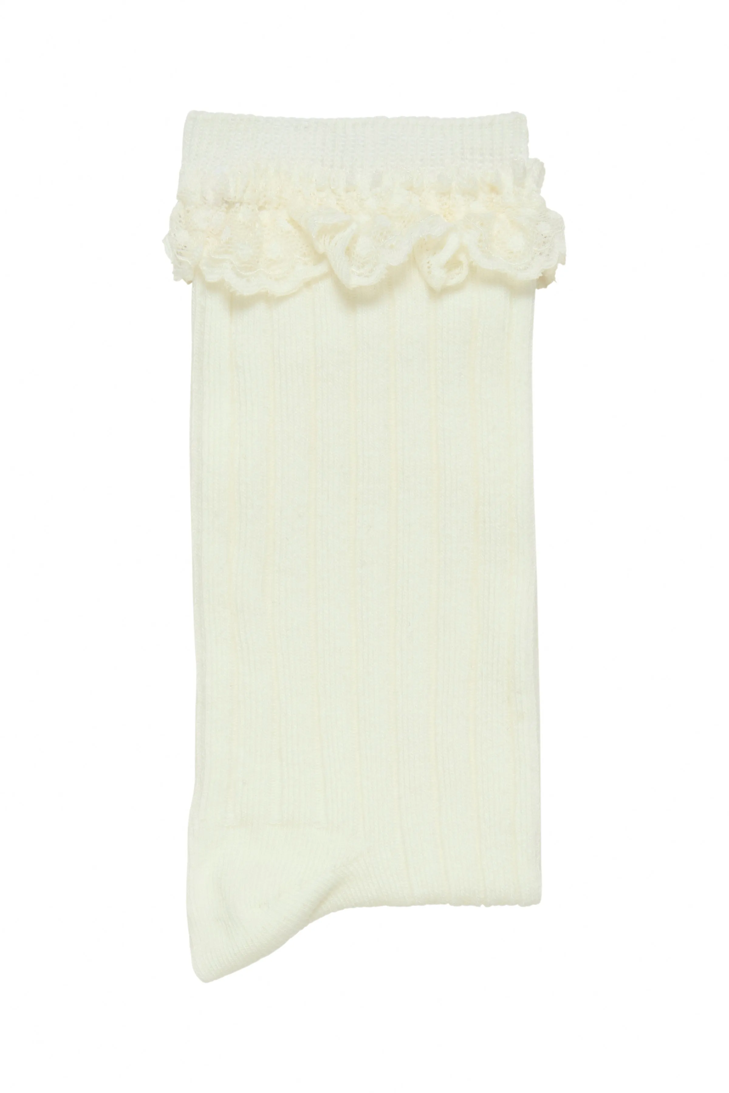 ICHI Frilled Socks || Cream