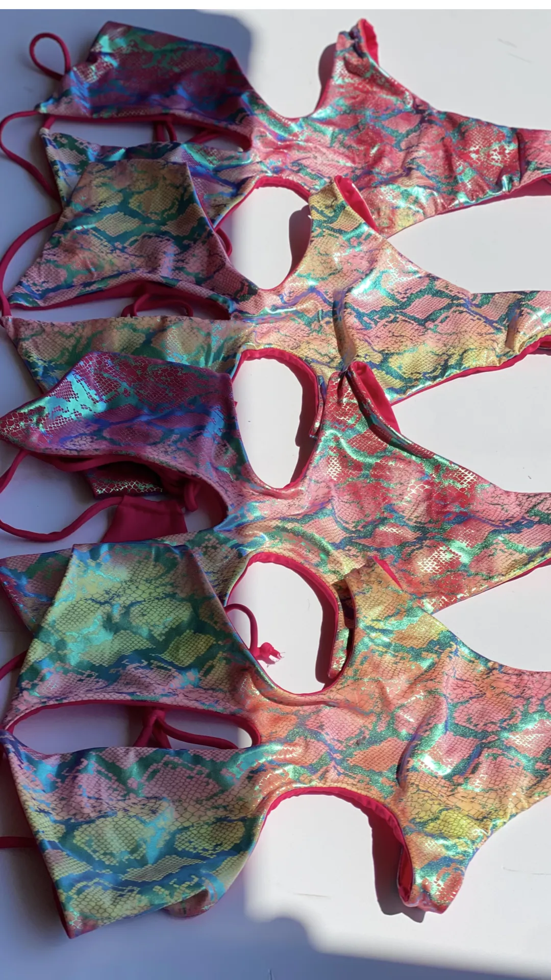 Iridescent snakeskin print ombr reversible monokini
