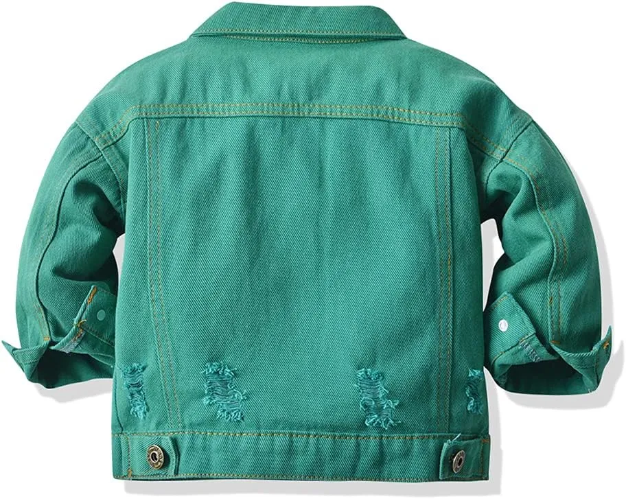 IWEMEK Toddler Baby Boy Girl Denim Jackets Button Down Jeans Jacket Top Coat Ripped Cowboy Outwear Hooded Winter Fall Clothes