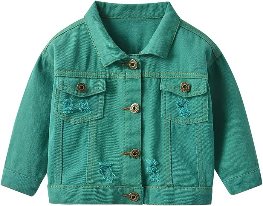 IWEMEK Toddler Baby Boy Girl Denim Jackets Button Down Jeans Jacket Top Coat Ripped Cowboy Outwear Hooded Winter Fall Clothes