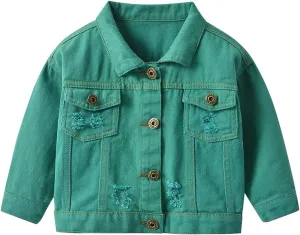 IWEMEK Toddler Baby Boy Girl Denim Jackets Button Down Jeans Jacket Top Coat Ripped Cowboy Outwear Hooded Winter Fall Clothes