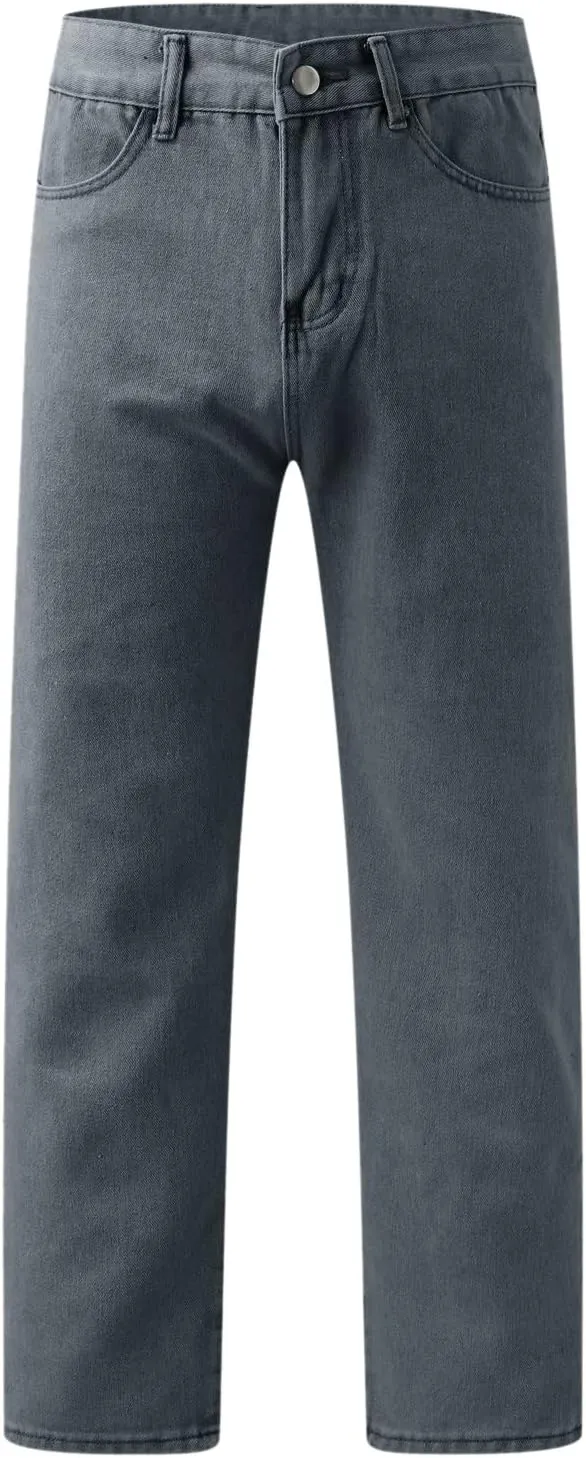 Jeans for Men Relaxed Fit, Men's Loose Solid Color Washed Jeans Harem Pants Fashion Casual Denim Pants Streetwear