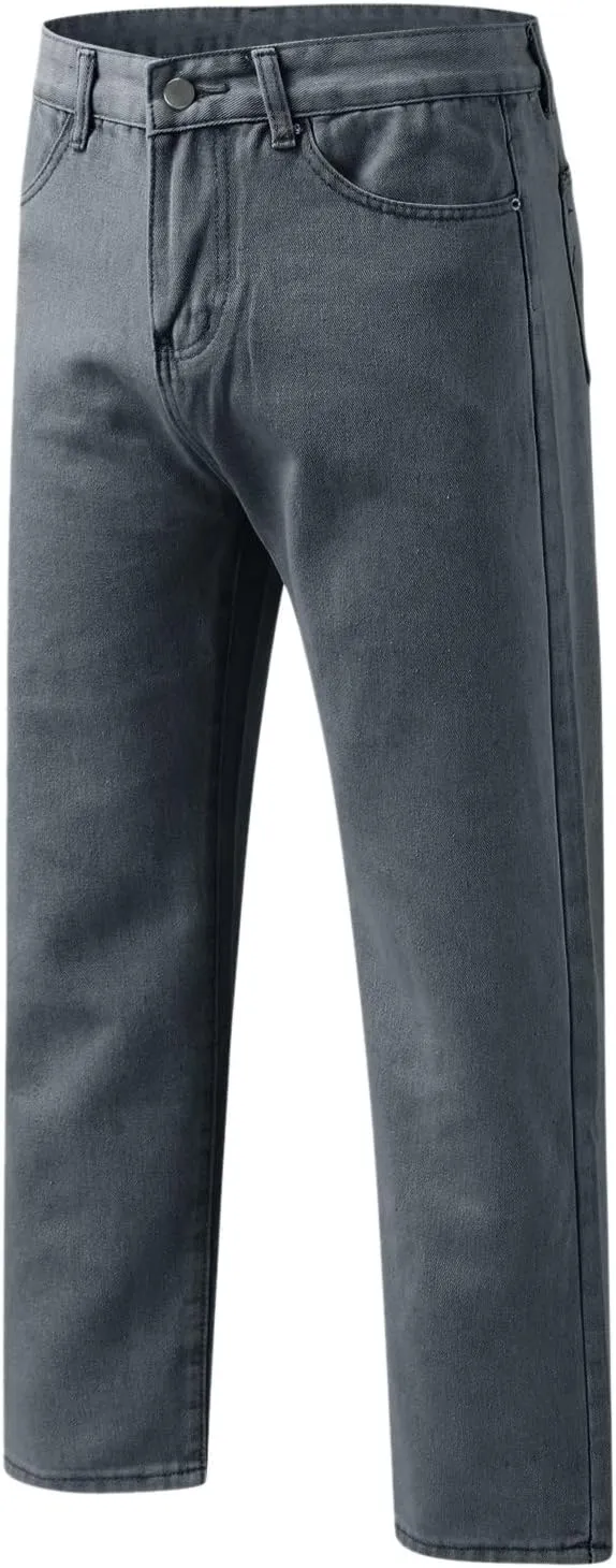 Jeans for Men Relaxed Fit, Men's Loose Solid Color Washed Jeans Harem Pants Fashion Casual Denim Pants Streetwear