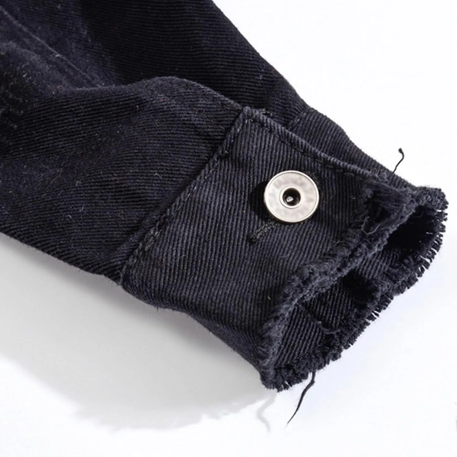 JEKE-DG Men's Ripped Distressed Biker Denim Jacket Casual Loose Fit Jean Jacket Fashion Long Sleeve Ourdoor Jean Coat