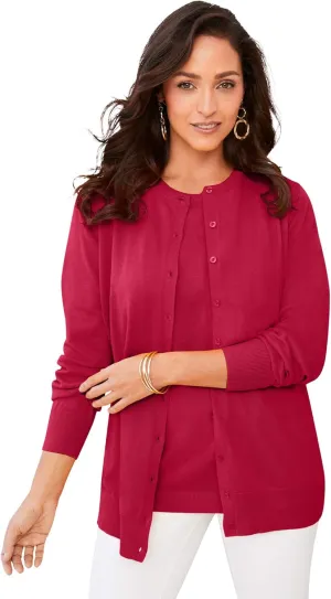 Jessica London Women's Plus Size Fine Gauge Cardigan
