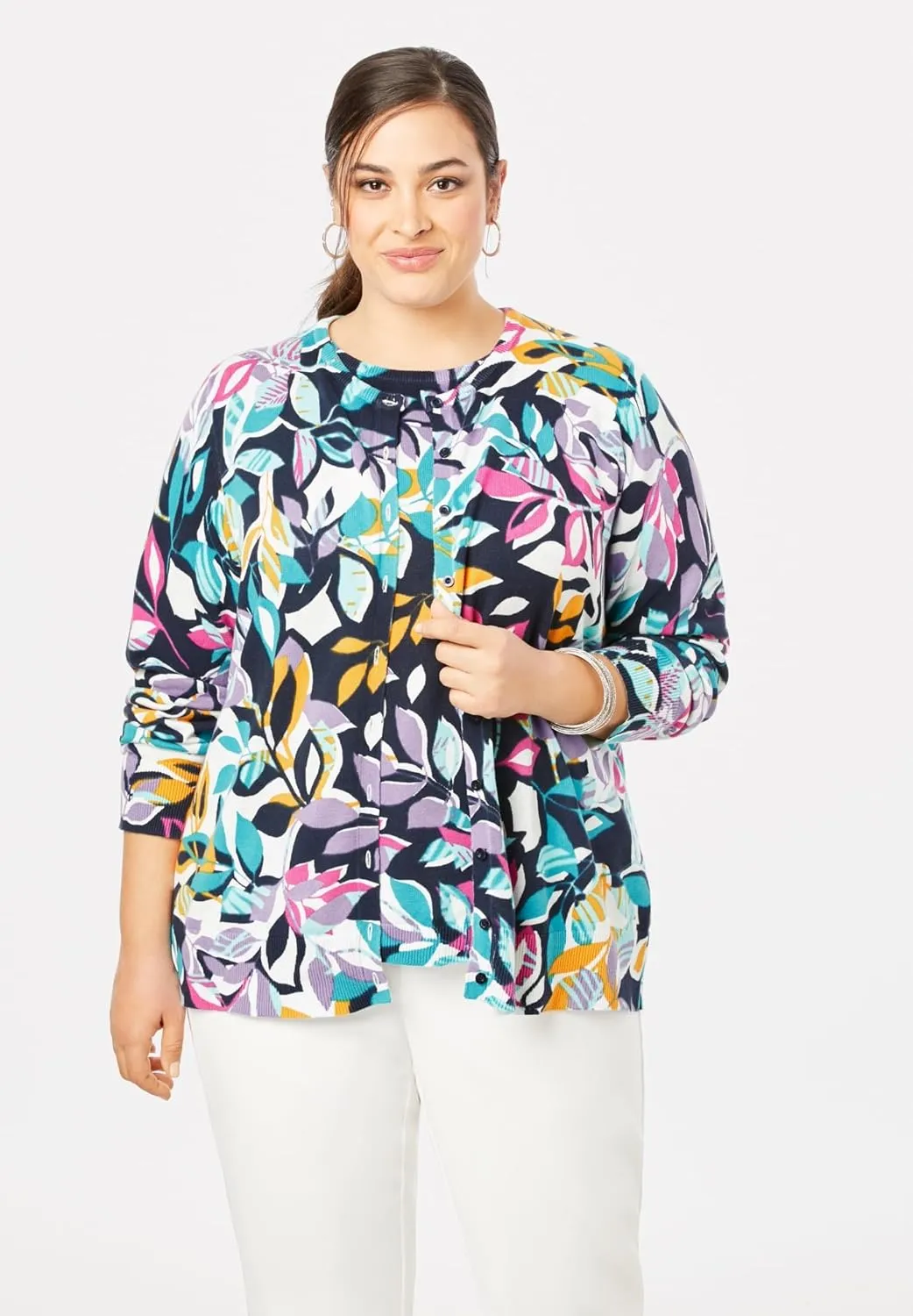 Jessica London Women's Plus Size Fine Gauge Cardigan