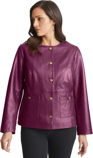 Jessica London Women's Plus Size Leather Lady Jacket