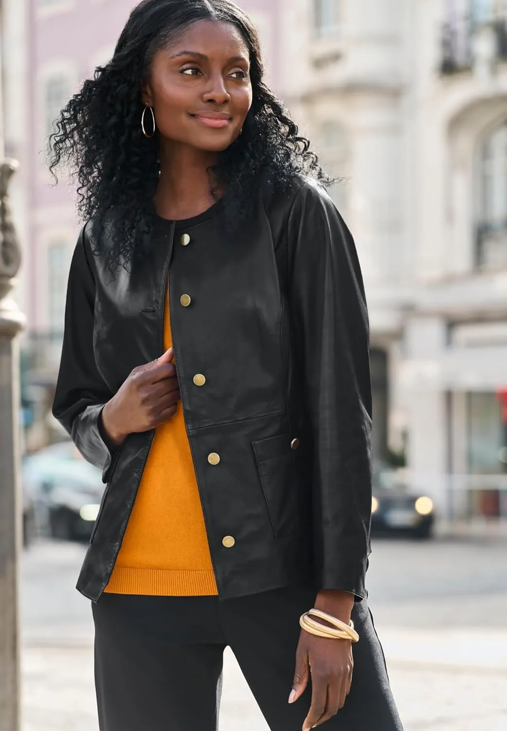 Jessica London Women's Plus Size Leather Lady Jacket